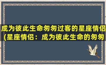 成为彼此生命匆匆过客的星座情侣(星座情侣：成为彼此生命的匆匆过客)