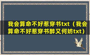 我会算命不好惹穿书txt（我会算命不好惹穿书醉又何妨txt）