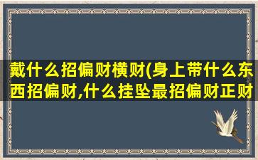 戴什么招偏财横财(身上带什么东西招偏财,什么挂坠最招偏财正财)