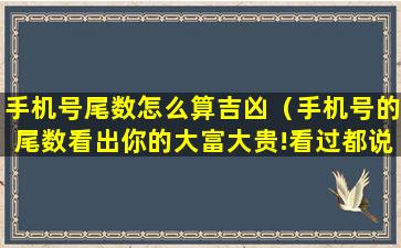 手机号尾数怎么算吉凶（手机号的尾数看出你的大富大贵!看过都说准!）