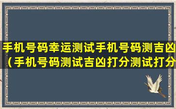 手机号码幸运测试手机号码测吉凶（手机号码测试吉凶打分测试打分）