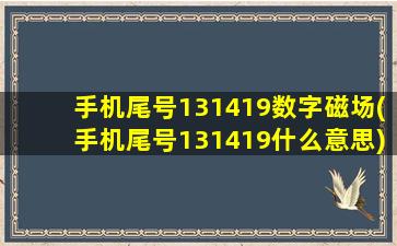 手机尾号131419数字磁场(手机尾号131419什么意思)