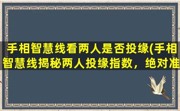 手相智慧线看两人是否投缘(手相智慧线揭秘两人投缘指数，绝对准确！)