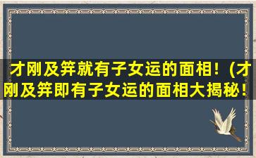 才刚及笄就有子女运的面相！(才刚及笄即有子女运的面相大揭秘！)