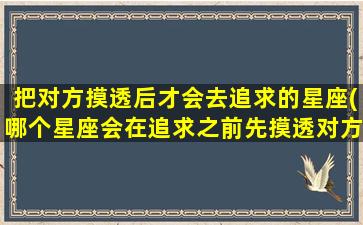 把对方摸透后才会去追求的星座(哪个星座会在追求之前先摸透对方呢？)