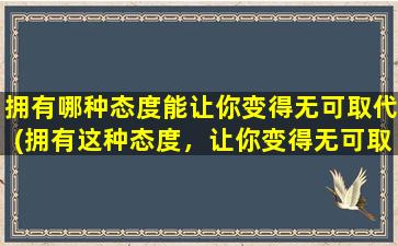 拥有哪种态度能让你变得无可取代(拥有这种态度，让你变得无可取代！)