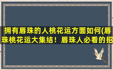 拥有唇珠的人桃花运方面如何(唇珠桃花运大集结！唇珠人必看的招桃秘诀)