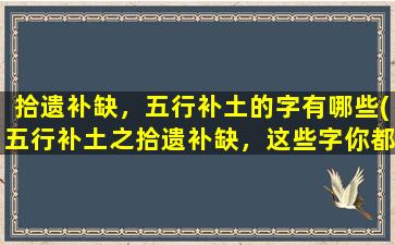 拾遗补缺，五行补土的字有哪些(五行补土之拾遗补缺，这些字你都知道吗？)