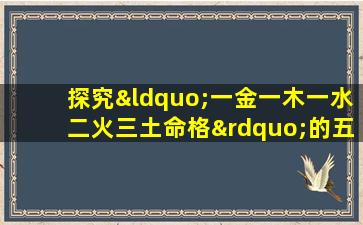 探究“一金一木一水二火三土命格”的五行平衡与人生运势