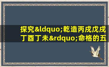 探究“乾造丙戌戊戌丁酉丁未”命格的五行特征与人生运势