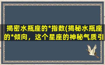 揭密水瓶座的*指数(揭秘水瓶座的*倾向，这个星座的神秘气质引爆你的好奇心！)