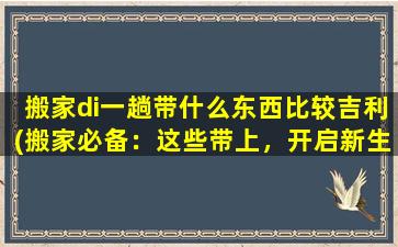 搬家di一趟带什么东西比较吉利(搬家必备：这些带上，开启新生活！)