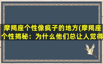 摩羯座个性像疯子的地方(摩羯座个性揭秘：为什么他们总让人觉得像个疯子？)