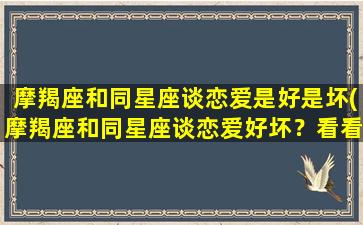 摩羯座和同星座谈恋爱是好是坏(摩羯座和同星座谈恋爱好坏？看看这个星座匹配度分析！)