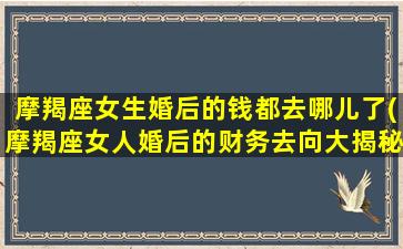 摩羯座女生婚后的钱都去哪儿了(摩羯座女人婚后的财务去向大揭秘！)