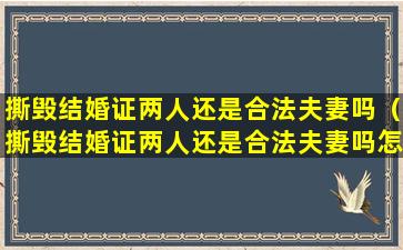 撕毁结婚证两人还是合法夫妻吗（撕毁结婚证两人还是合法夫妻吗怎么处理）