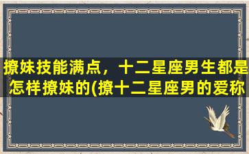 撩妹技能满点，十二星座男生都是怎样撩妹的(撩十二星座男的爱称）