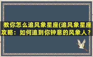 教你怎么追风象星座(追风象星座攻略：如何追到你钟意的风象人？)