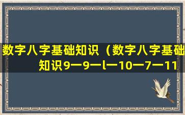 数字八字基础知识（数字八字基础知识9一9一l一10一7一11）