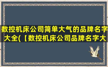 数控机床公司简单大气的品牌名字大全(【数控机床公司品牌名字大全】-全网zui全，zui详细的品牌汇总)