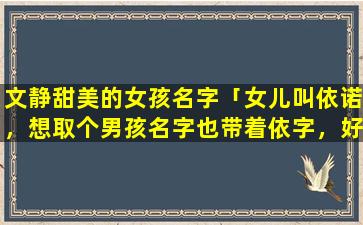 文静甜美的女孩名字「女儿叫依诺，想取个男孩名字也带着依字，好难取哦，大家帮忙想想」