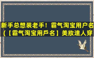 新手总想装老手！霸气淘宝用户名(【霸气淘宝用戶名】美妝達人穿搭分享，讓你秒變時尚達人！)