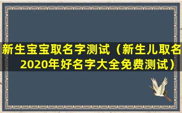 新生宝宝取名字测试（新生儿取名2020年好名字大全免费测试）