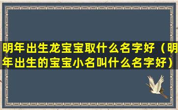 明年出生龙宝宝取什么名字好（明年出生的宝宝小名叫什么名字好）