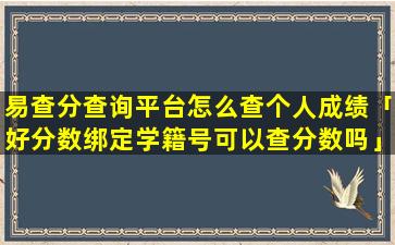 易查分查询平台怎么查个人成绩「好分数绑定学籍号可以查分数吗」