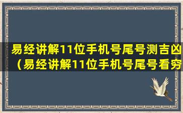 易经讲解11位手机号尾号测吉凶（易经讲解11位手机号尾号看穷富,数组搭配深度揭秘）