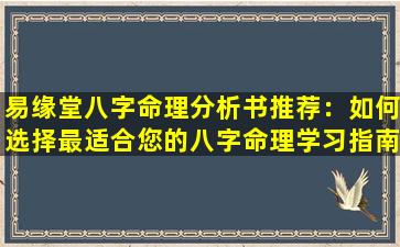 易缘堂八字命理分析书推荐：如何选择最适合您的八字命理学习指南