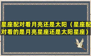 星座配对看月亮还是太阳（星座配对看的是月亮星座还是太阳星座）