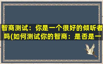 智商测试：你是一个很好的倾听者吗(如何测试你的智商：是否是一名优秀的倾听者？)