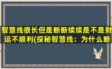 智慧线很长但是断断续续是不是财运不顺利(探秘智慧线：为什么断断续续的线路会影响你的财运？)