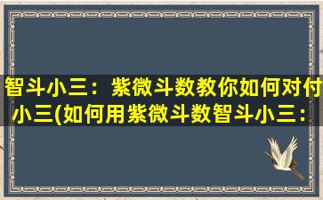 智斗小三：紫微斗数教你如何对付小三(如何用紫微斗数智斗小三：全方位教你对付小三！)