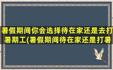 暑假期间你会选择待在家还是去打暑期工(暑假期间待在家还是打暑期工？多数学生选择去打工，了解一下原因！)