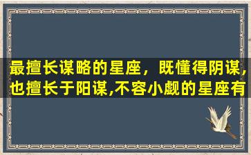 最擅长谋略的星座，既懂得阴谋,也擅长于阳谋,不容小觑的星座有哪些