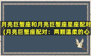 月亮巨蟹座和月亮巨蟹座星座配对(月亮巨蟹座配对：两颗温柔的心紧紧相印)