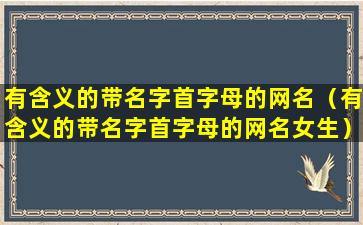 有含义的带名字首字母的网名（有含义的带名字首字母的网名女生）