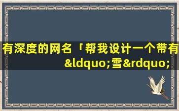 有深度的网名「帮我设计一个带有“雪”字的网名，带特殊符号，非主流一点」