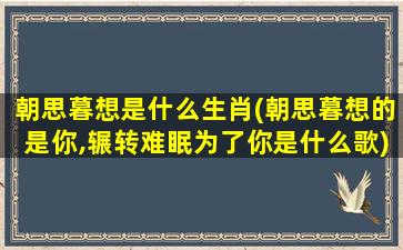 朝思暮想是什么生肖(朝思暮想的是你,辗转难眠为了你是什么歌)