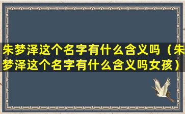 朱梦泽这个名字有什么含义吗（朱梦泽这个名字有什么含义吗女孩）