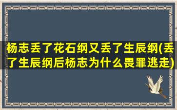 杨志丢了花石纲又丢了生辰纲(丢了生辰纲后杨志为什么畏罪逃走)