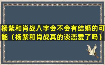 杨紫和肖战八字会不会有结婚的可能（杨紫和肖战真的谈恋爱了吗）