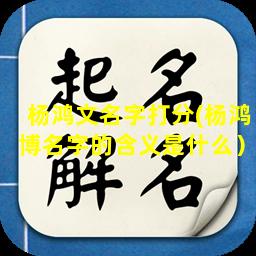 杨鸿文名字打分(杨鸿博名字的含义是什么）