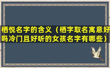 栖悦名字的含义（栖字取名寓意好吗冷门且好听的女孩名字有哪些）