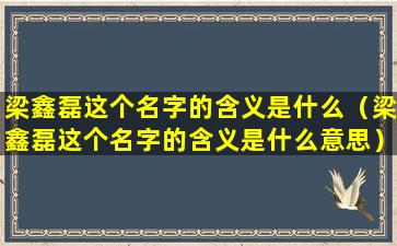 梁鑫磊这个名字的含义是什么（梁鑫磊这个名字的含义是什么意思）