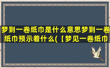 梦到一卷纸巾是什么意思梦到一卷纸巾预示着什么(【梦见一卷纸巾】预示着什么？解梦大揭秘！)