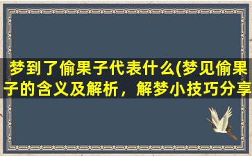 梦到了偷果子代表什么(梦见偷果子的含义及解析，解梦小技巧分享)