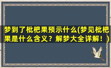 梦到了枇杷果预示什么(梦见枇杷果是什么含义？解梦大全详解！)